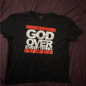 SHEIN Black Tee with White and Red Graphic